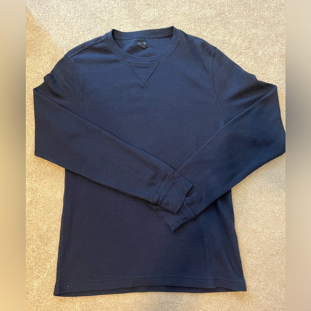 J. Crew Long Sleeve Navy Waffle Shirt